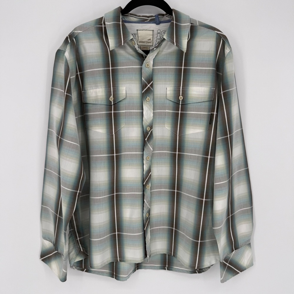 HORNY TOAD PLAID LONG SLEEVE BUTTON DOWN‎ SHIRT SIZE LARGE